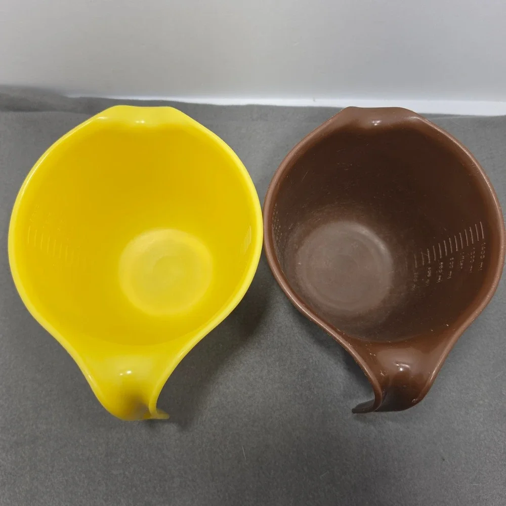 Vintage Tupperware 1.4L Measuring Mixing Pitcher Set Yellow Brown Retro 6 Cup  G